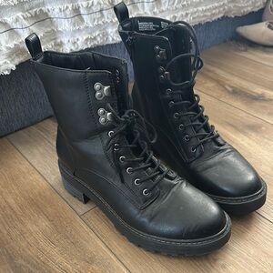 Women's Black Lace-Up Combat Boots
